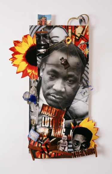 Sculpture titled "'Martin Luther King…" by Sylvain Zabeth, Original Artwork, Collages Mounted on Wood Panel
