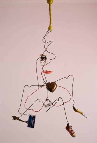 Sculpture titled "Merde au Sida" by Sylvain Zabeth, Original Artwork, Wire