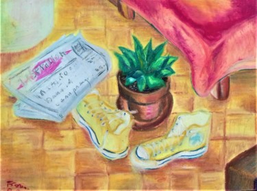 Dessin intitulée "' plante verte et b…" par Sylvain Zabeth, Œuvre d'art originale, Pastel
