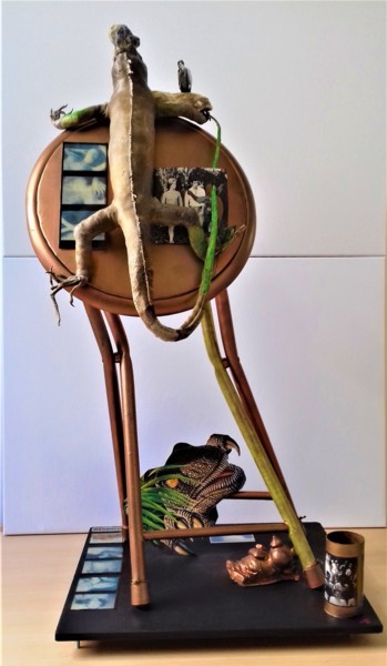 (verso) ’ Iguane dévoreur de star’ Sculpture intitulée "(verso) ’ Iguane dé…" par Sylvain Zabeth, Œuvre d'art originale, Acrylique