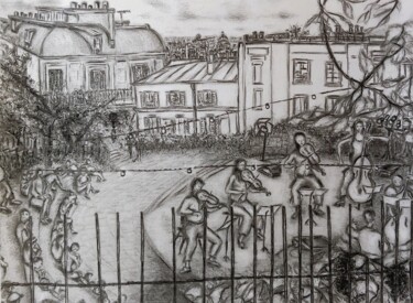 Zeichnungen mit dem Titel "Arène de Montmartre…" von Sylvain Zabeth, Original-Kunstwerk, Bleistift
