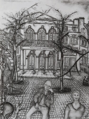 Desenho intitulada "Théâtre de l’Atelie…" por Sylvain Zabeth, Obras de arte originais, Lápis