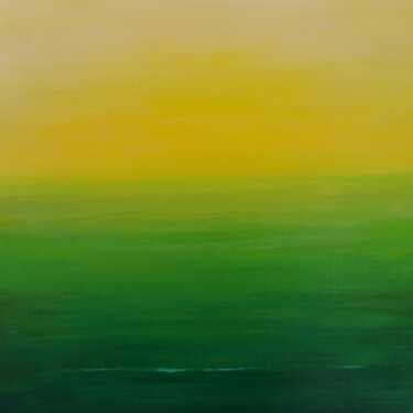 Painting titled "aurore en vert" by Sylvain Aubry (sylvain Aubrys), Original Artwork, Acrylic