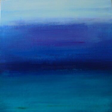 Peinture intitulée "aube en vert- bleu-…" par Sylvain Aubry (sylvain Aubrys), Œuvre d'art originale, Acrylique