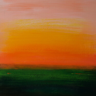 Peinture intitulée "aurore en vert oran…" par Sylvain Aubry (sylvain Aubrys), Œuvre d'art originale, Acrylique