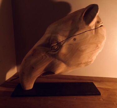 Sculpture titled "Tapir" by Sylvain Bossut, Original Artwork, Wood