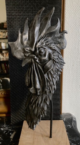 Sculpture titled "coq" by Sylvain Bossut, Original Artwork, Metals
