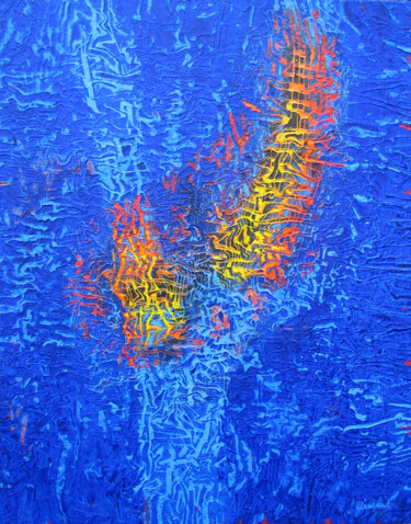Картина под названием "Braises" - Sylvain Clercant, Подлинное произведение искусства, Акрил Установлен на Деревянная рама дл…