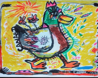 Painting titled "Peinture le canard…" by Sylvain Dez, Original Artwork, Acrylic