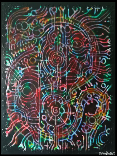 Schilderij getiteld "Portrait Serpent Vi…" door Sylvain Dousset, Origineel Kunstwerk, Acryl Gemonteerd op Frame voor houten…