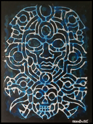 Painting titled "Portrait Hexagramme…" by Sylvain Dousset, Original Artwork, Acrylic Mounted on Wood Stretcher frame