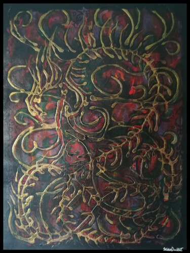 Pintura intitulada "Serpent Or 29 / Tit…" por Sylvain Dousset, Obras de arte originais, Acrílico Montado em Armação em madei…