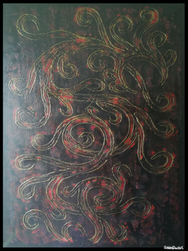 Painting titled "Dragon Or 37/ Titre…" by Sylvain Dousset, Original Artwork, Acrylic Mounted on Wood Stretcher frame
