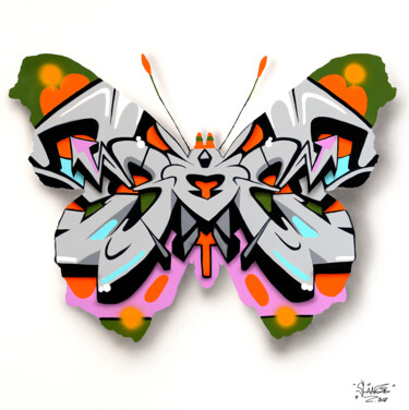 Painting titled "urban-butterfly-8-a…" by Sylvain Lang, Original Artwork, Acrylic