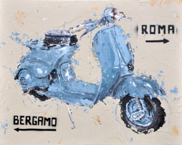 Painting titled "Bergamo-Roma" by Sylvain Lang, Original Artwork, Acrylic