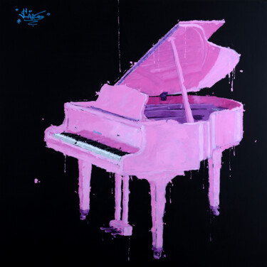 Peinture intitulée "Piano_rose_acryliqu…" par Sylvain Lang, Œuvre d'art originale, Acrylique