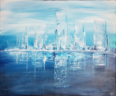 Schilderij getiteld "Skyline nuage" door Sylvain Moreau (2 Pinceaux), Origineel Kunstwerk, Acryl