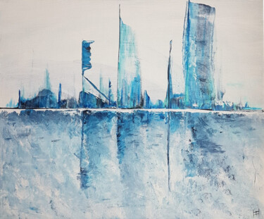 "Skyline BleuFly" başlıklı Tablo Sylvain Moreau (2 Pinceaux) tarafından, Orijinal sanat, Akrilik