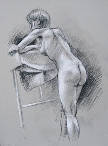 Dessin intitulée "Nu féminin" par Sylvain Perron, Œuvre d'art originale, Crayon