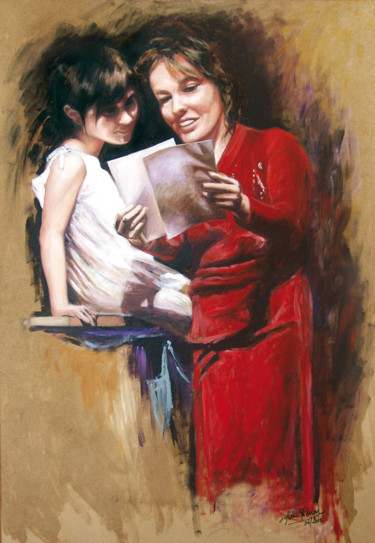 Painting titled "Marie et Léa" by Sylvain Perron, Original Artwork, Oil