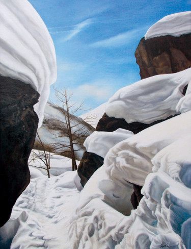 Peinture intitulée "Neige à Bonneval-su…" par Sylvain Perron, Œuvre d'art originale, Huile