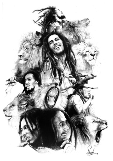 Drawing titled "Rastanimarley" by Sylvain Puech, Original Artwork, Graphite