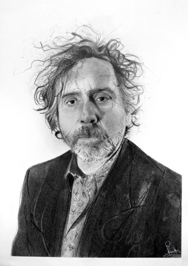 Drawing titled "Tim Burton" by Sylvain Puech, Original Artwork, Graphite