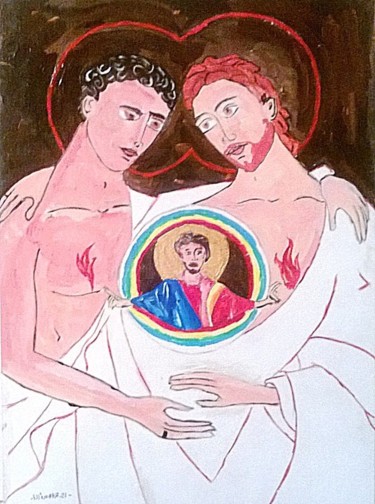 Peinture intitulée "sant-serj-ha-sant-b…" par Sylvain Rabouille, Œuvre d'art originale