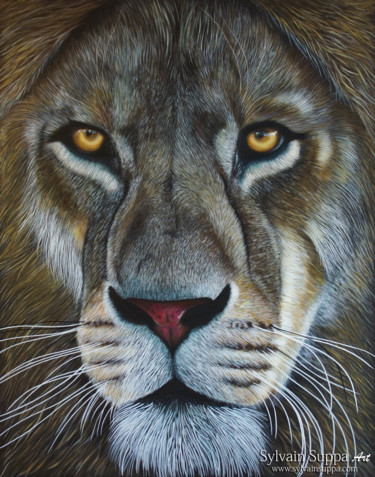 Painting titled "Lion" by Sylvain Suppa, Original Artwork, Acrylic