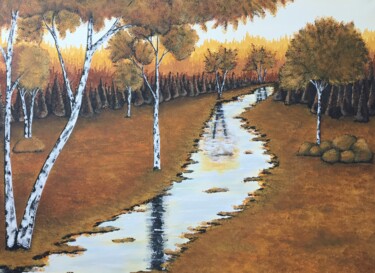 Painting titled "La petite rivière" by Sylvain Therrien, Original Artwork, Acrylic