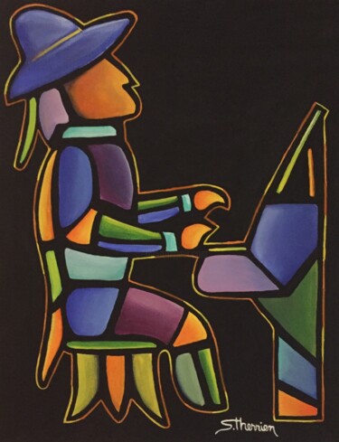 Peinture intitulée "Pianiste" par Sylvain Therrien, Œuvre d'art originale, Acrylique