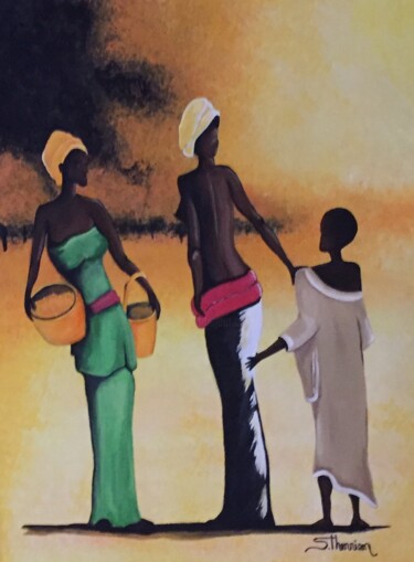 Peinture intitulée "Les paysans" par Sylvain Therrien, Œuvre d'art originale, Acrylique