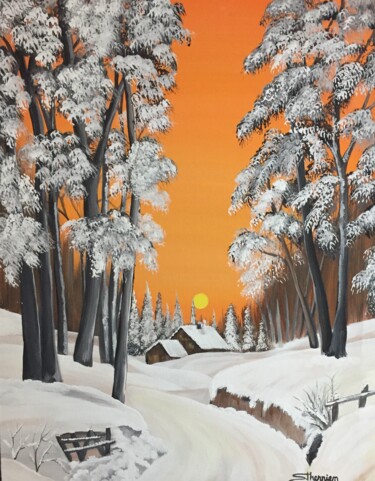 Peinture intitulée "Paysage d’hiver" par Sylvain Therrien, Œuvre d'art originale, Acrylique