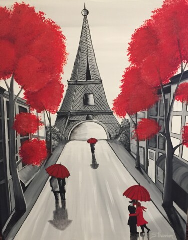 Peinture intitulée "Le village" par Sylvain Therrien, Œuvre d'art originale, Acrylique