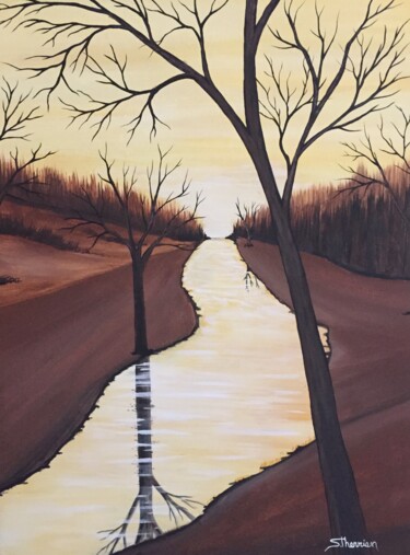 Peinture intitulée "La rivière" par Sylvain Therrien, Œuvre d'art originale, Acrylique