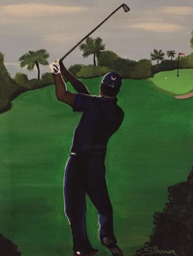 Peinture intitulée "Le golfeur" par Sylvain Therrien, Œuvre d'art originale, Acrylique