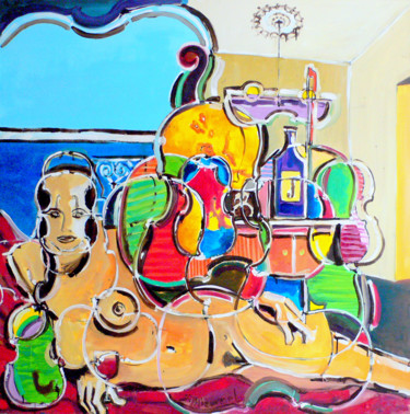 Painting titled "Composition alchimi…" by Sylvain Thieurmel, Original Artwork, Oil Mounted on Wood Stretcher frame