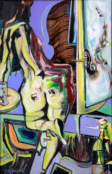 Картина под названием "Soirée de vernissage" - Sylvain Thieurmel, Подлинное произведение искусства, Масло Установлен на Дере…