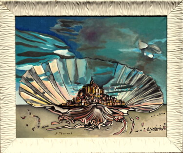Painting titled "La Coquille" by Sylvain Thieurmel, Original Artwork, Oil Mounted on Wood Stretcher frame