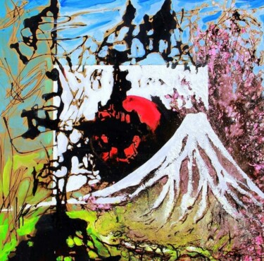 Painting titled "Mont Fuji" by Sylvain Thieurmel, Original Artwork, Acrylic Mounted on Wood Stretcher frame