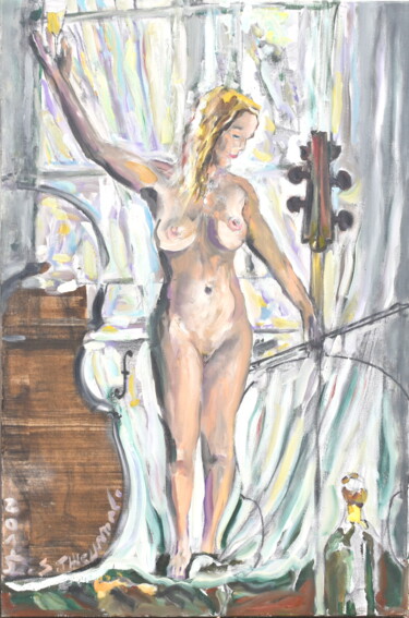 Painting titled "Blonde de Champagne" by Sylvain Thieurmel, Original Artwork, Oil Mounted on Wood Stretcher frame