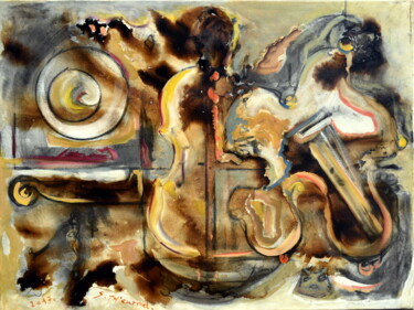 Painting titled "Bouillard viscéral" by Sylvain Thieurmel, Original Artwork, Oil Mounted on Wood Stretcher frame