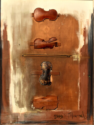 Collagen mit dem Titel "Peace" von Sylvain Thieurmel, Original-Kunstwerk, Öl Auf Holzplatte montiert