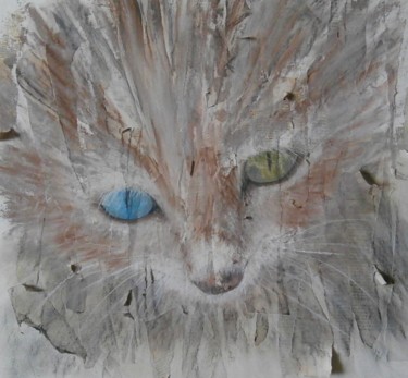 Peinture intitulée "l'oeillade-du-chat" par Sylvaine Daumont, Œuvre d'art originale