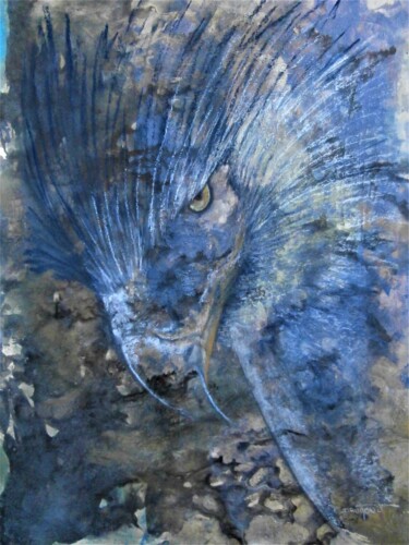Painting titled "CONDOR" by Sylvaine Daumont, Original Artwork, Pastel Mounted on Wood Panel