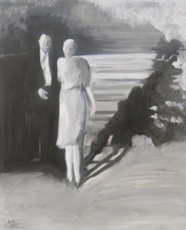 Painting titled "Amour" by Sylvaine Salahub, Original Artwork, Oil