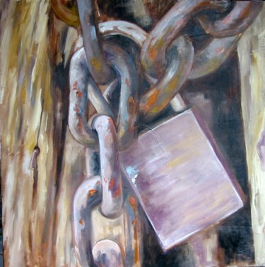 Peinture intitulée "Le cadenas" par Sylvain Thevenon, Œuvre d'art originale