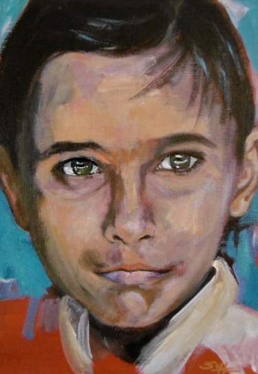 Peinture intitulée "Portrait enfant" par Sylvain Thevenon, Œuvre d'art originale, Acrylique