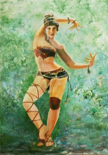 Картина под названием "Indian Dance" - Sylva Zalmanson, Подлинное произведение искусства, Акрил