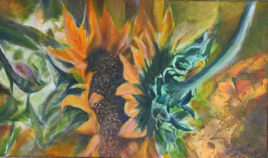 Painting titled "Sunflower Kiss" by Sylva Zalmanson, Original Artwork, Acrylic